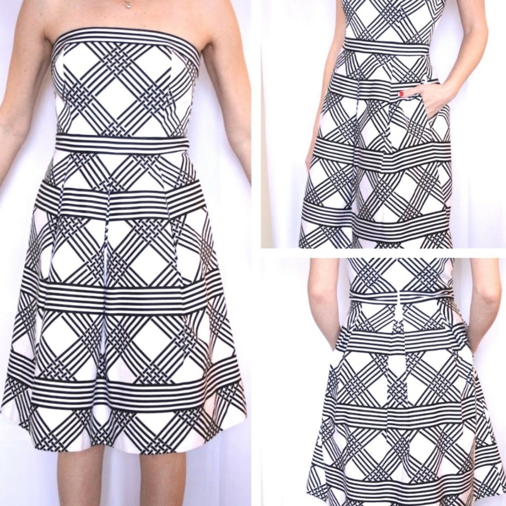 White House Black Market Dress Sleeveless Geometric Size 8 Party Career Cocktail - Picture 1 of 4